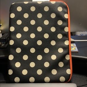 Laptop Case Coral and Black/White Polkadot (Large)